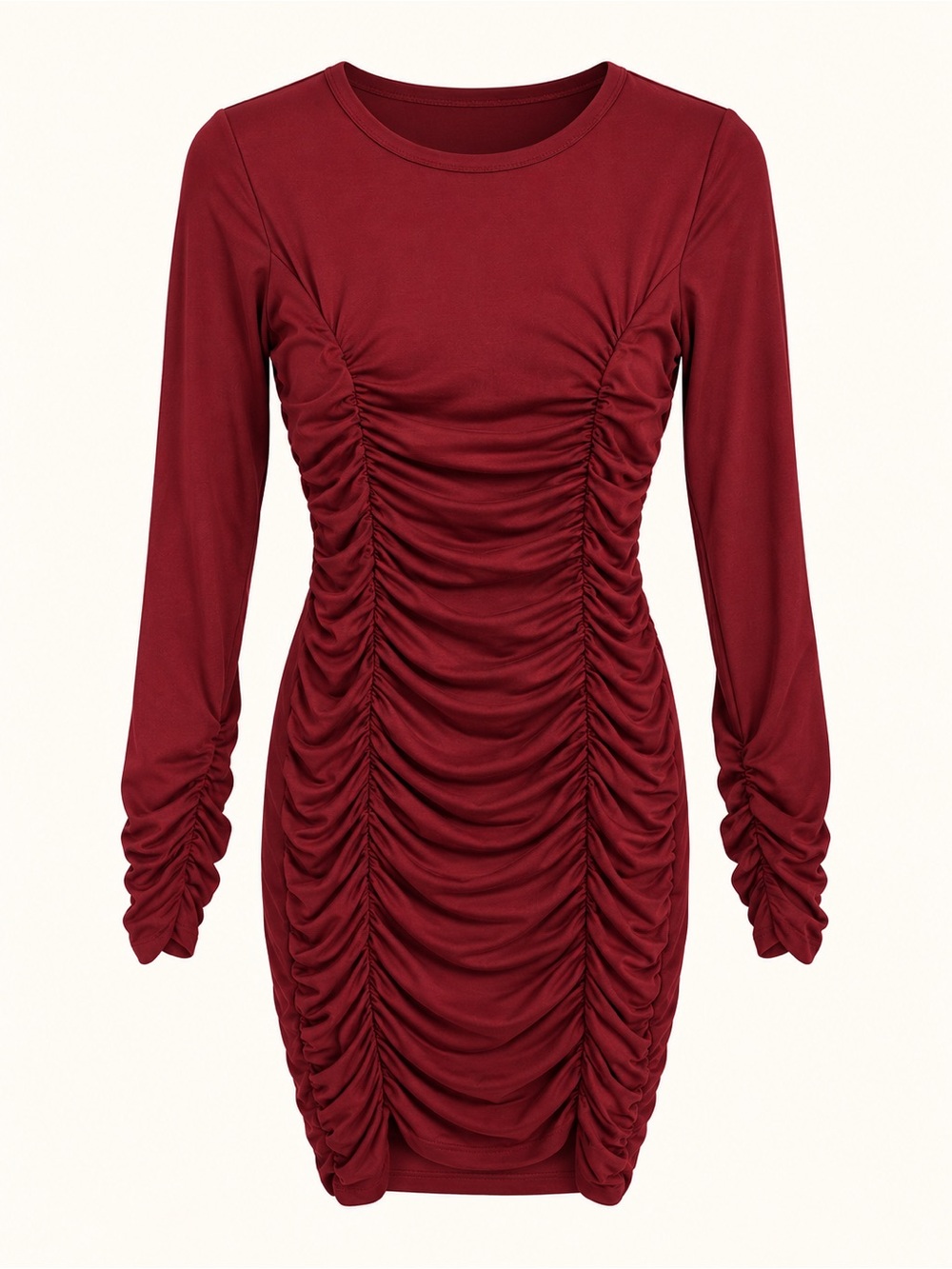 Fashion Nova Burgundy Ruched Long Sleeve Mini Dress | Size M | New With Tags
